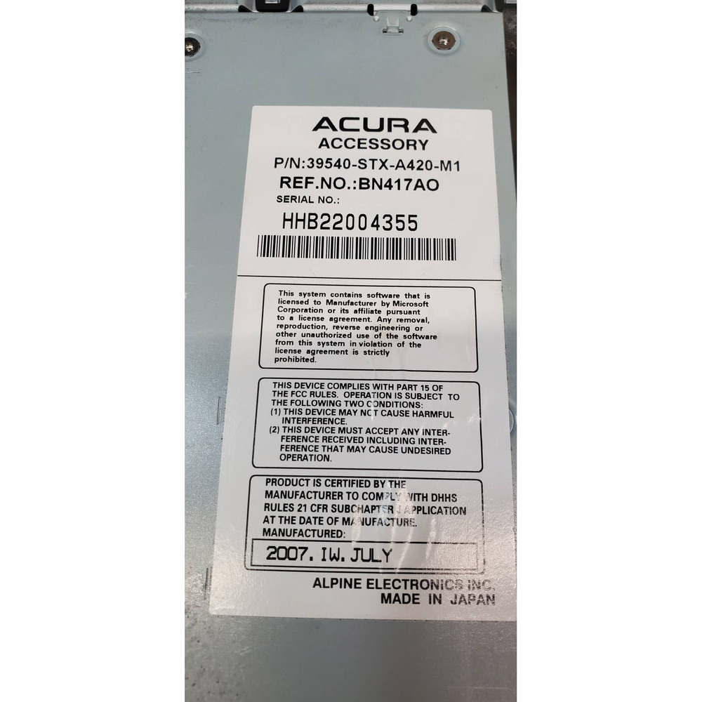 2004-2006 Acura TL OEM Navigation GPS DVD Player ROM Tested! 39540-STX-A420-M1 - Picture 9 of 9